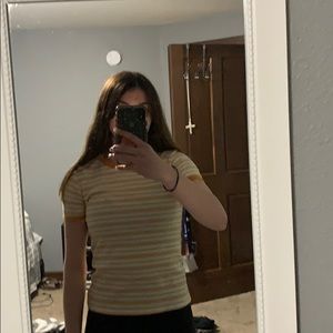forever 21 yellow and white striped t-shirt